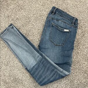 White House Black Market Two-Tone Blue Skinny Jeans